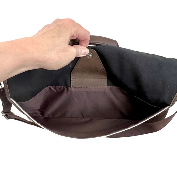 Fossil Lane Canvas & Leather Messenger Bag Adjustable Strap & Snap Closures VGUC - Picture 14 of 16
